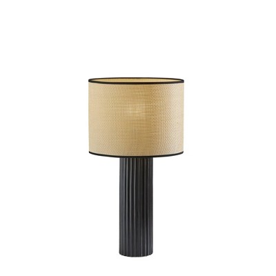 Adesso Primrose Table Lamp Black: Ceramic Base, Beige Shade, No Assembly, UL Listed, 3-Way Rotary Switch