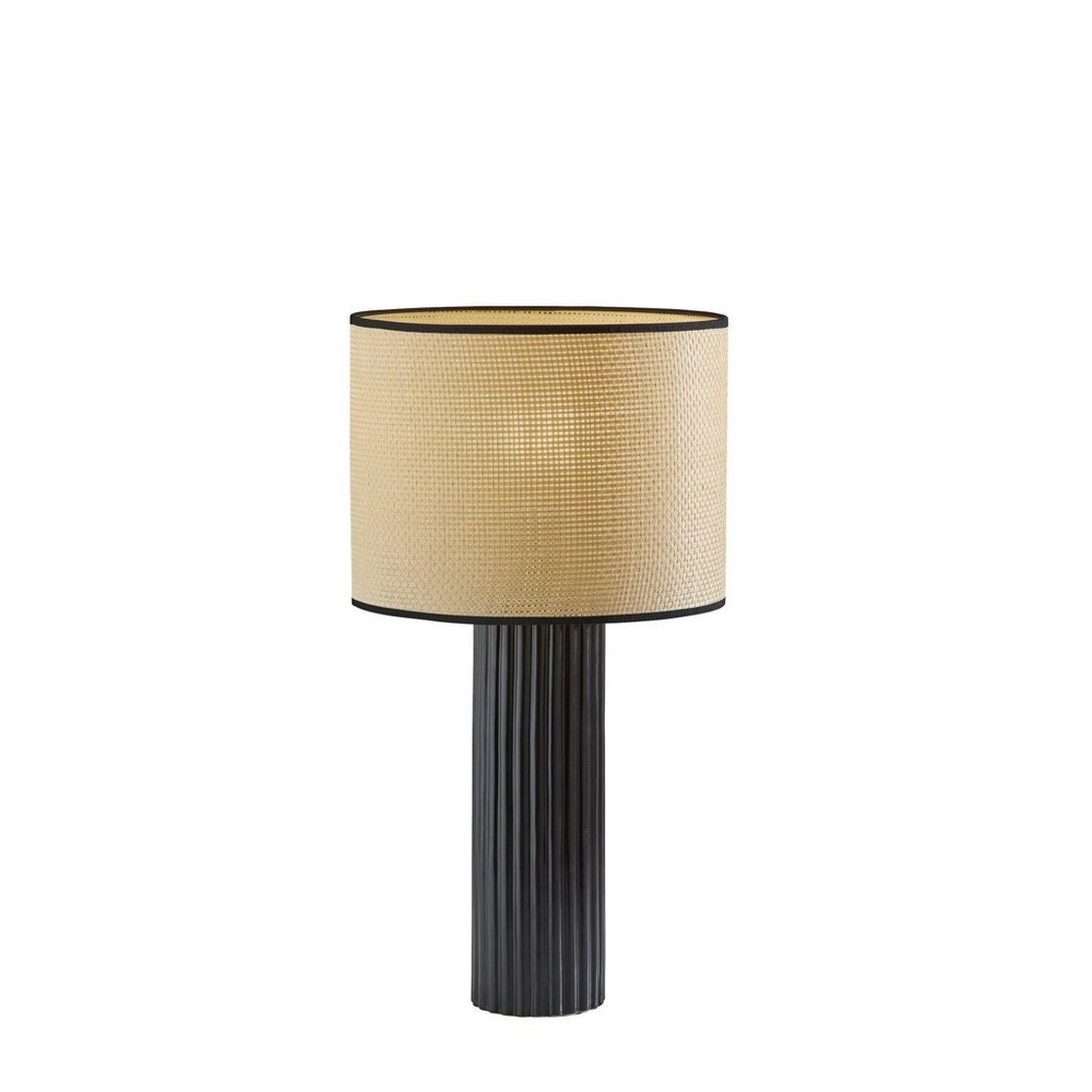 Photos - Floodlight / Street Light Adesso Primrose Table Lamp Black: Ceramic Base, Beige Shade, No Assembly, 