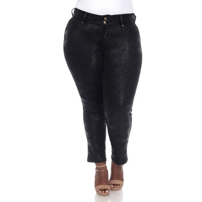 Women's Plus Size Faux Suede Snake Print Pants Black 22 - Target