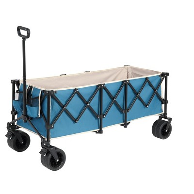 Foldable Extended Wagon with 220lbs Weight Capacity, Heavy Duty 300L Folding Utility Garden Cart