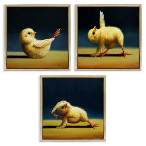 Stupell Industries Yoga Chick Trio Funny Farm Animals 3pc Floating Frame Art Set - 1 of 4