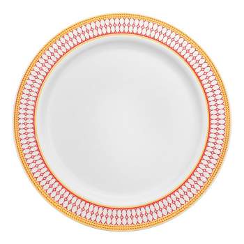 Smarty Had A Party White with Red and Gold Chord Rim Plastic Appetizer/Salad Plates (7.5") (120 Plates)