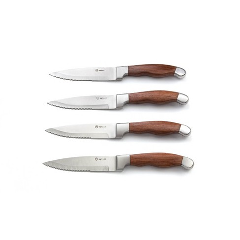 Amefa Bongo Steak Knives, Set Of 6, Premium Hardened Stainless Steel,  Hammered Ergonomic Handle Design, Micro Serrated Edge 4 Inch Blade Steak  Knife : Target