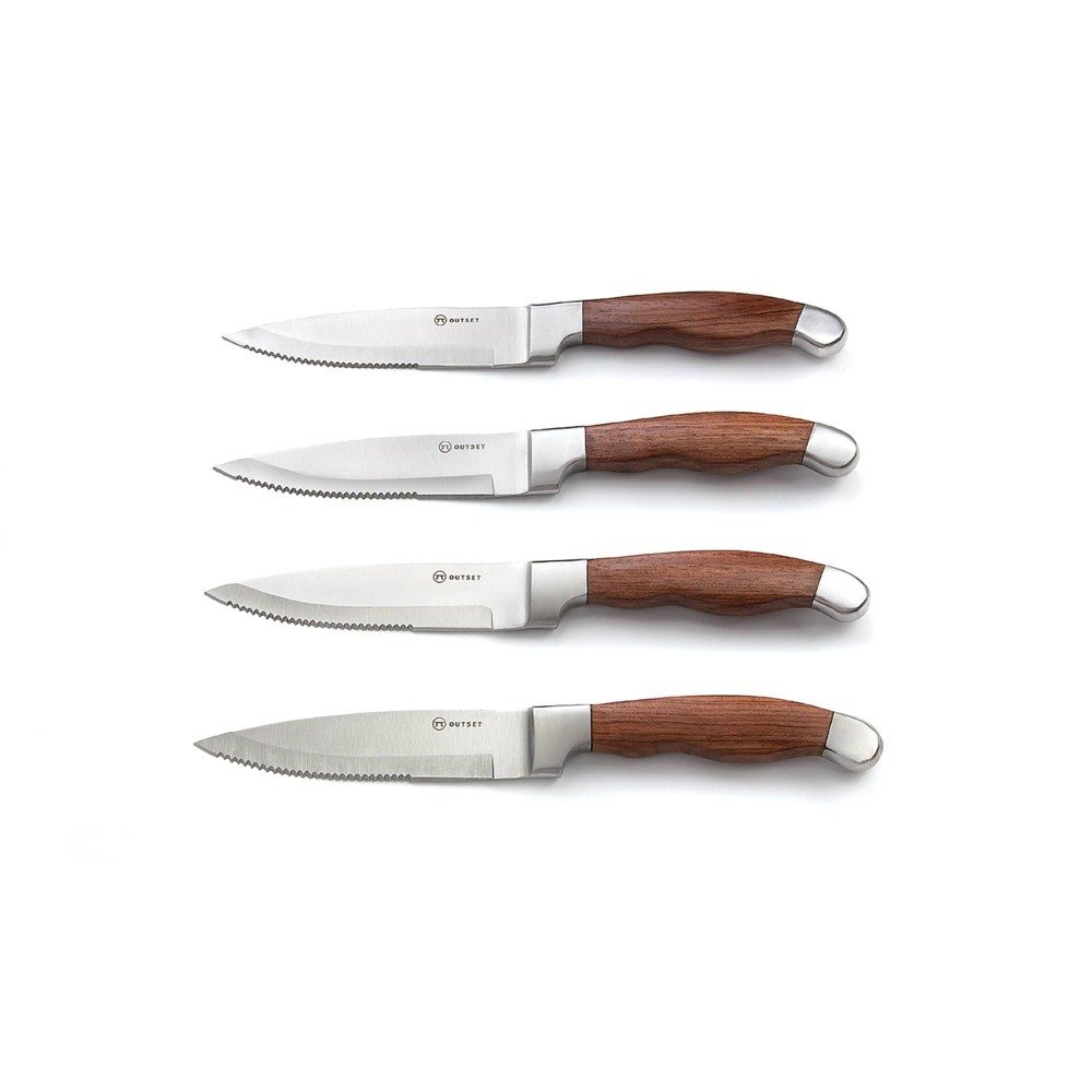 4pc Jackson Steakhouse Knives - Outset: Hand Wash, Stamped Stainless Steel Blade, Wood Handle