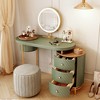 POVISON Modern Makeup Vanity Table With LED Lighted Mirror, Dressing Table with Movable Tray Top, 3 Solid Wood Drawer, Without Stool, 43", Green - 2 of 4