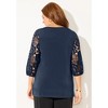 Catherines Women's Plus Size Eyelet Sleeve V-Neck Top - 3 of 4