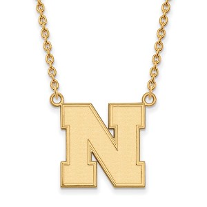 Black Bow Jewelry 14k Yellow Gold Plated Sterling Silver Nebraska Cornhuskers NCAA Necklace 18 Inch - 1 of 4