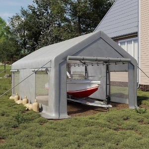 GustoWave Heavy Duty 12x20 Ft Carport with Roll-Up Windows for Car Truck - 1 of 4