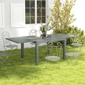 Maggift Patio End Table, Rectangular Outdoor Dining Table with All-Weather Faux Wood Top for Garden, Lawn, Patio, Gray, 30.5"*82.7"*37.4" - 1 of 4