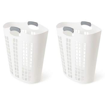 Gracious Living Easy Carry Large Vented Plastic Laundry Hamper w/Handles, White