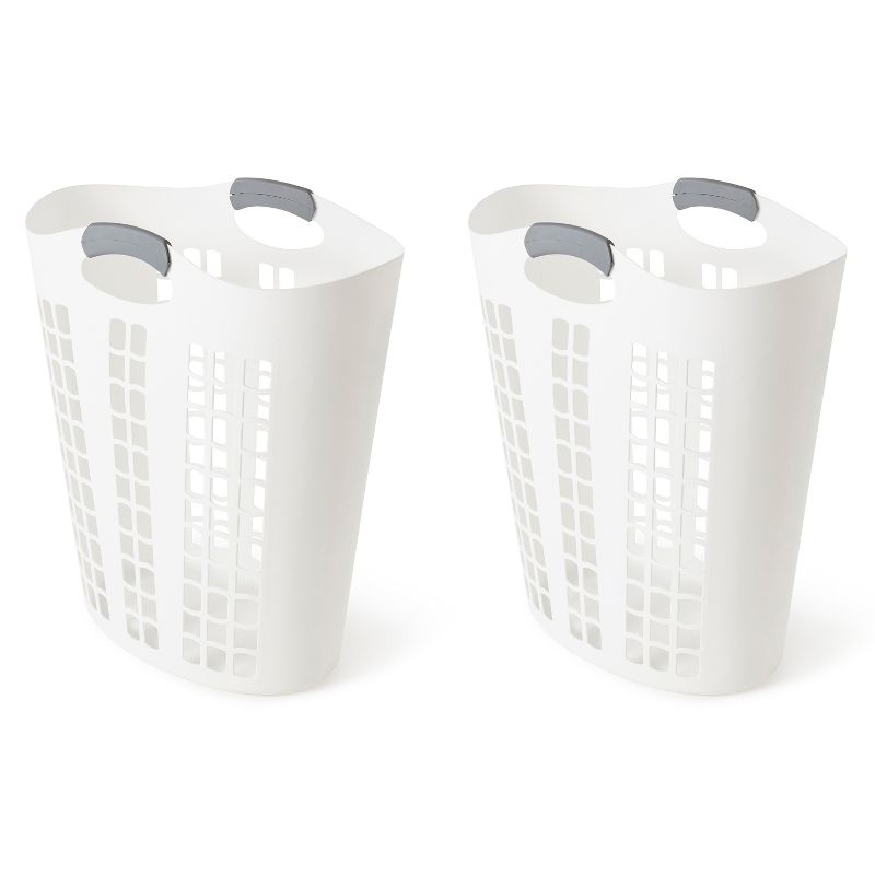 Gracious Living Easy Carry Large Vented Plastic Laundry Hamper w/Handles, White, 1 of 7