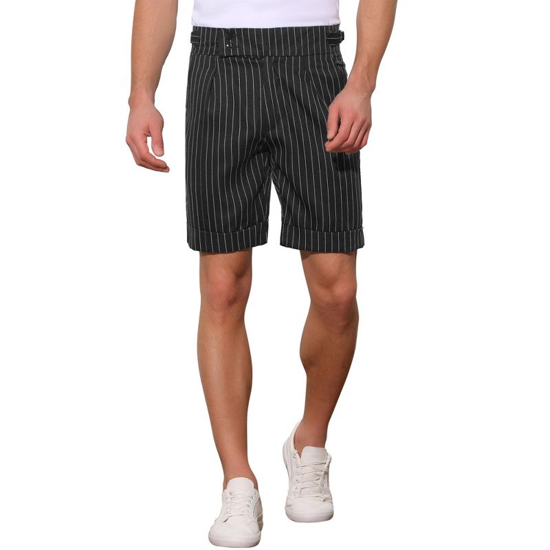 Lars Amadeus Men's Summer Pleated Front Stripes Business Dress Shorts, 1 of 5