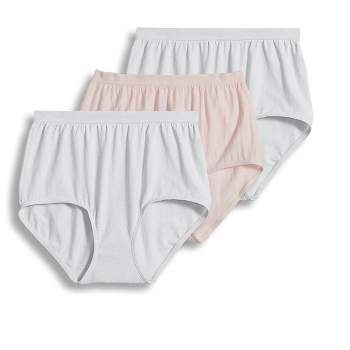 Jockey Classic Fit Scalloped Elastic Waistband Cotton Briefs 3 PK White 10  for sale online