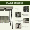 CAVINAS Striped 3-Seat Patio Porch Swing,Hammock Swing Bench with Adjustable Canopy,Outdoor Swing for Garden&Backyard,594LBS Capacity,Beige - 3 of 4