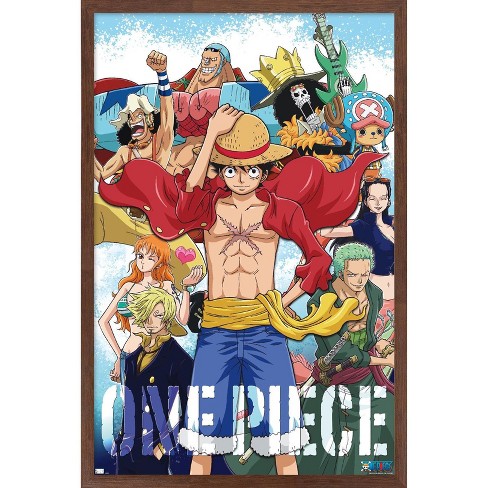 Trends International One Piece - Crew Framed Wall Poster Prints Mahogany  Framed Version 14.725 x 22.375