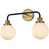 Elegant Lighting Hanson 2 lights bath sconce in black with brass with frosted shade - 3 of 4