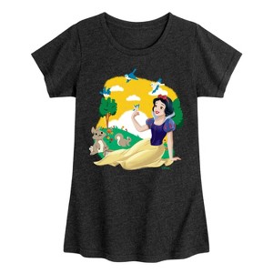 Girls' - Disney Princess - Snow White Forest Animal Friends Fitted Short Sleeve Graphic T-Shirt - 1 of 4