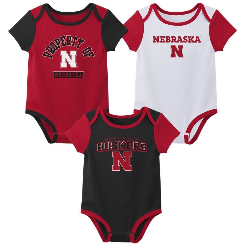 NCAA Nebraska Cornhuskers Infant 3pk Bodysuit, 1 of 5