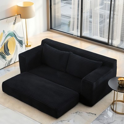 Loveseat Corduroy Convertible 2-in-1 Sofa Bed with Memory Foam and Steel Frame, No Assembly Required