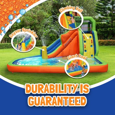 Gushing Geyser Multicolor Inflatable Water Park with Slide and Pool