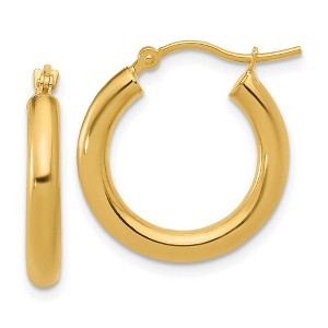 Black Bow Jewelry 3mm Round Hoop Earrings in 10k Yellow Gold, 20mm (3/4 Inch) - 1 of 4