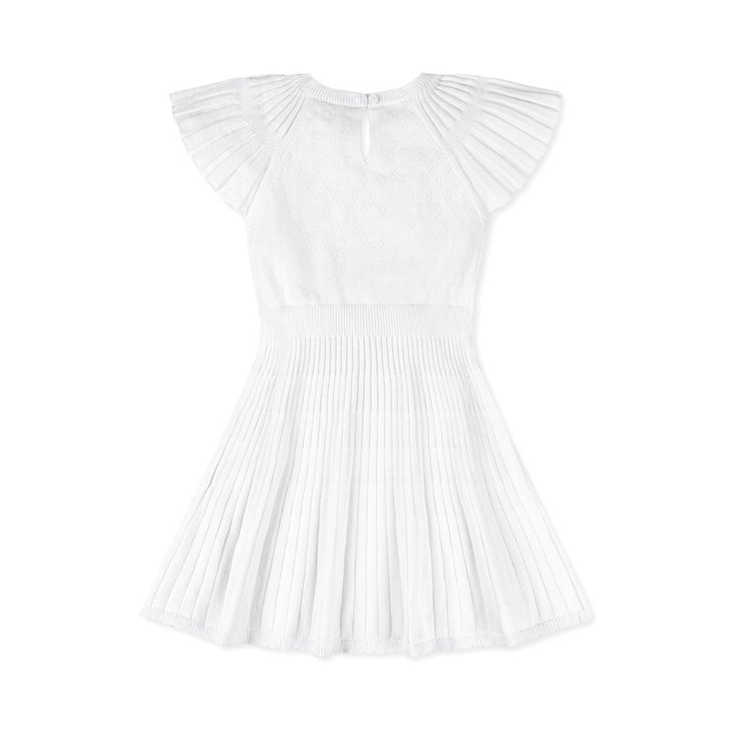 Hope & Henry Girls' Organic Cotton Short Flutter Sleeve Sweater Dress, Infant, 3 of 8