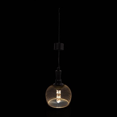 10" Black Solar Hanging Mesh Glass Lantern with LED Lights