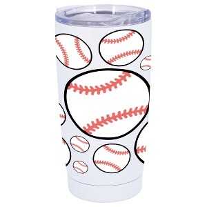100 North 20 Ounce Stainless Steel On the Go Travel Tumbler With Push Top Lid, Baseball White - 1 of 4