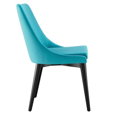 Elegant Blue Velvet Upholstered Dining Chair with Metal Legs