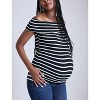 Women's Rib Knit Short Sleeve Off The Shoulder Top | Motherhood Maternity - 4 of 4