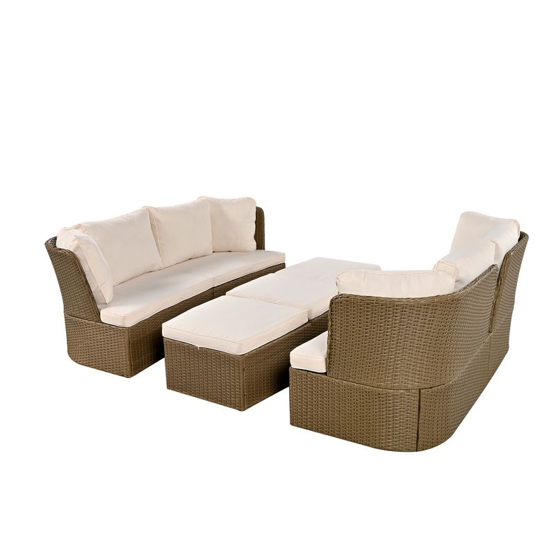5 PCS Outdoor Patio Rattan Conversation Set with Coffee Table 4M -ModernLuxe, 2 of 14