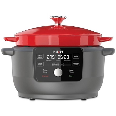 Instant Pot Electric Precision Dutch Oven 5-in-1: Braiser, Slow Cooker,  Sear/Sauté, Cooking Pan, 6-Quart- Red