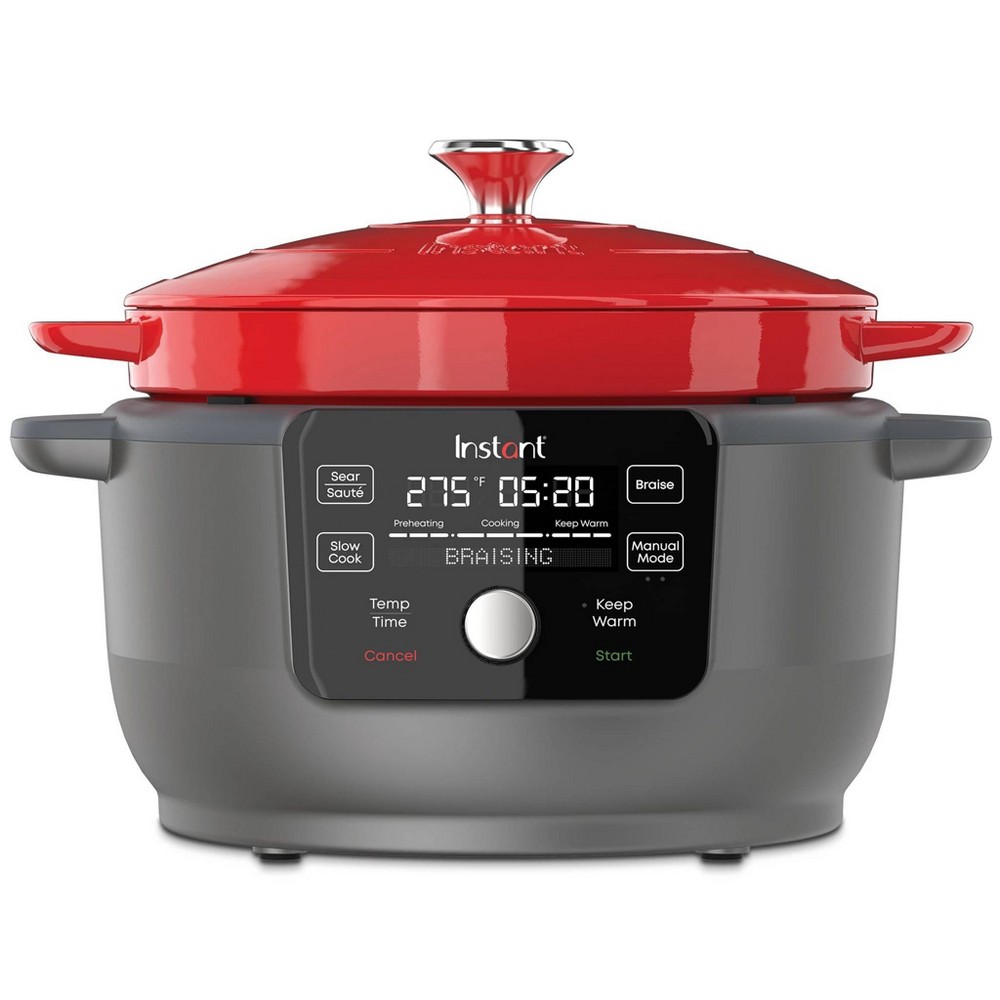 Instant Pot Electric Precision Dutch Oven 5-in-1: Braiser, Slow Cooker, Sear/SautÃ©, Cooking Pan, 6-Quart- Red