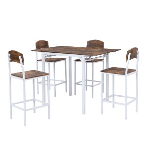 Maliang 5-piece Counter Height Drop Leaf Dining Table Set, 1Table with Dining Chairs for 4 - 1 of 4