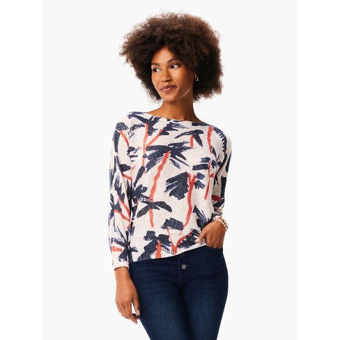 Nic + Zoe Women's Painted Palms Sweater - Pink Multi, Ps : Target