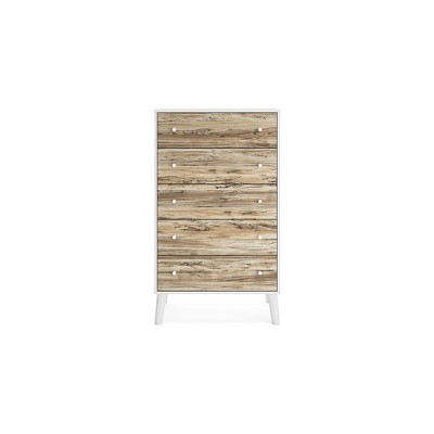 Piperton White and Brown 5-Drawer Chest with Ball Bearing Glides