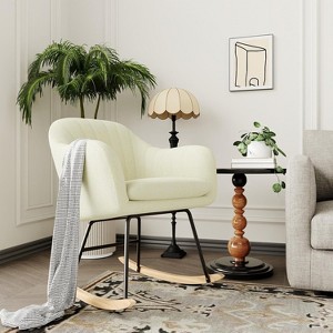 Upholstered Glider Rocking Chair with Backrest, Stylish Rocker with Padded Seat Rubber Wood Legs, Stylish Accent Armchair for Home Office - 1 of 4