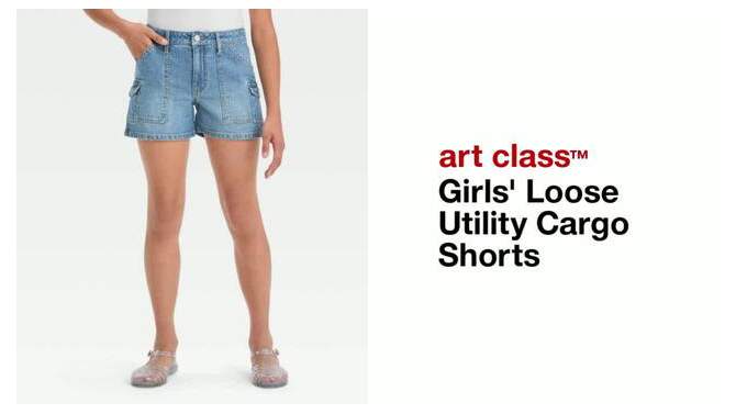 Girls' Loose Utility Cargo Shorts - art class™, 2 of 7, play video