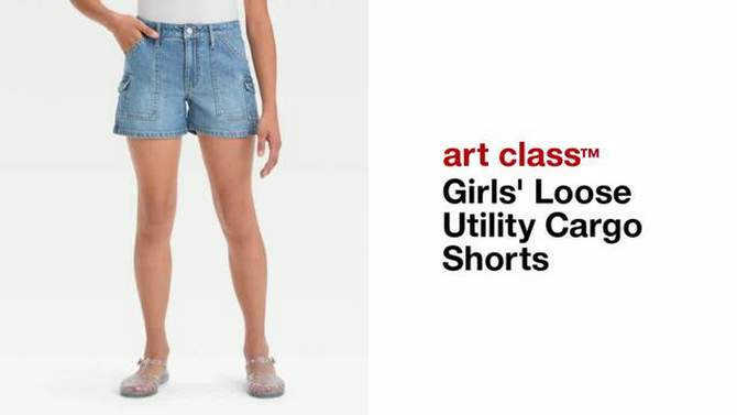 Girls' Loose Utility Cargo Shorts - art class™, 2 of 6, play video
