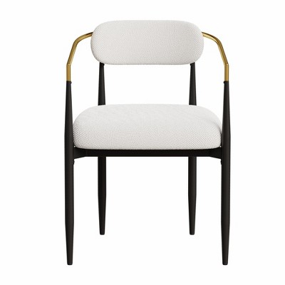 Lirago Set of 2 White Medieval Modern Dining Chairs-Teddy Velvet Upholstery with Metal Legs, Easy Assembly for Home & Office