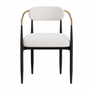 Lirago Set of 2 White Medieval Modern Dining Chairs-Teddy Velvet Upholstery with Metal Legs, Easy Assembly for Home & Office - 1 of 4
