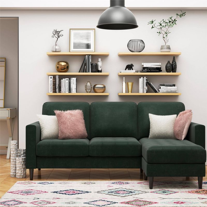 Strummer Velvet Sectional Sofa Green - CosmoLiving by Cosmopolitan, 3 of 9
