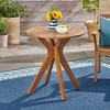 Lyngins Acacia Wood Outdoor Bistro Table, Round Slatted Patio Side Table with Cross Base, Round Patio End Tables - 2 of 4