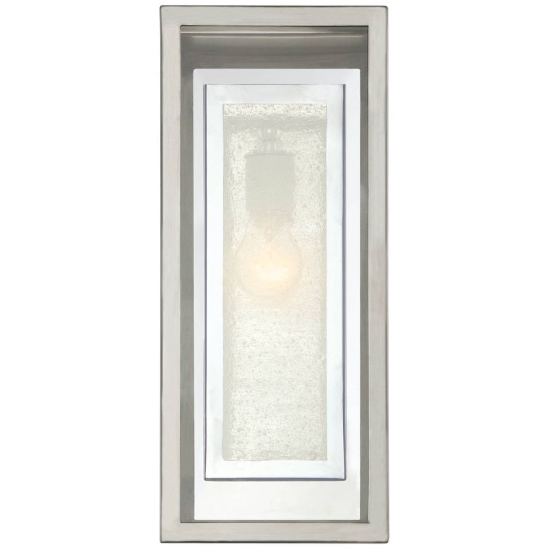 Possini Euro Design Double Box Modern Industrial Wall Light Sconce Chrome Hardwired 6 3/4" Fixture Clear Frosted Seedy Glass for Bedroom Home, 4 of 8