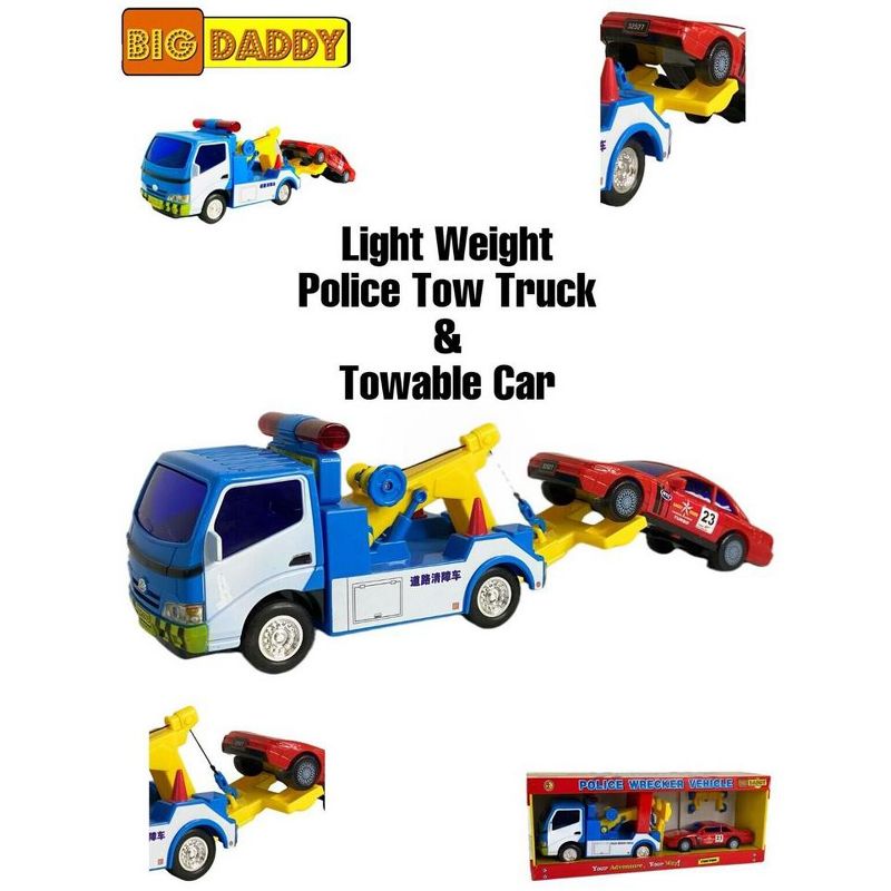 Big Daddy Police Wrecker Truck and Toy Car Combo Set Tow Truck Toy Includes A Tire Plate for Safe Towing, 3 of 6