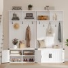 Coolmee 76 inch Hall Tree with Bench and Shoe Storage, 4-in-1 Entryway Mudroom Bench with Coat Rack and 5 Hooks, Adjustable Shelf - 2 of 4