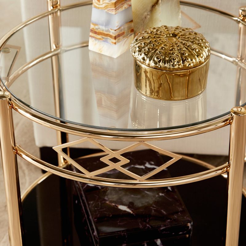 Hardin Metal End Table with Black Tempered Glass Rose Gold Finish - Inspire Q, 3 of 7