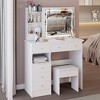 VYNXARIA 37" Middle Size Left Drawer Desktop Vanity Table&Cushioned Stool, Large Sliding,High Capacity Storage,Suitable for Large Space£¬White - 3 of 4