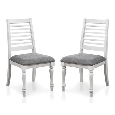 Set of 2 Cambrien Rustic Farmhouse Padded Seat Dining Chairs Antique White/Gray - HOMES: Inside + Out