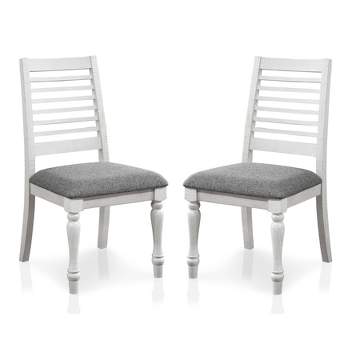 Set of 2 Cambrien Rustic Farmhouse Padded Seat Dining Chairs Antique White/Gray - HOMES: Inside + Out